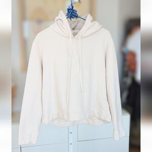 Cream Cotton Pullover Hoodie Ninety Percent L